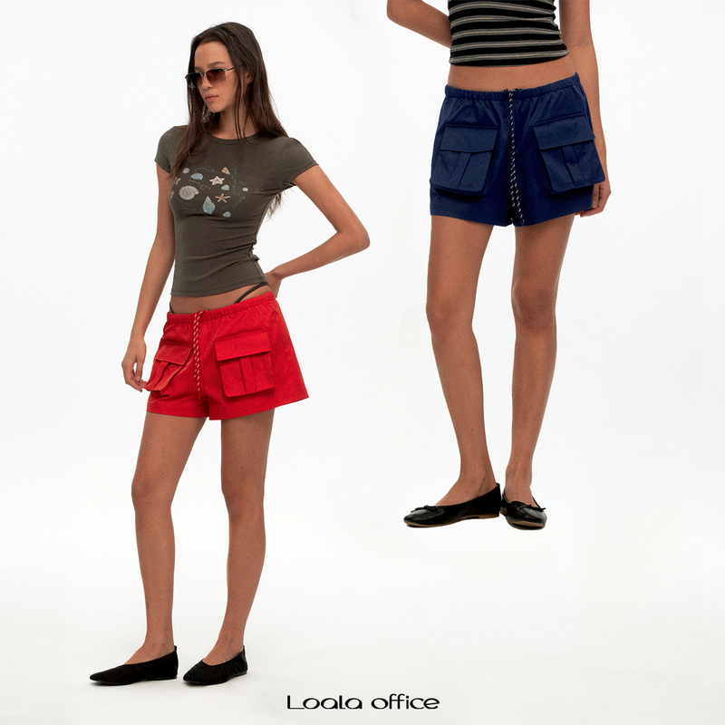 Loala Office American-Style Functional Drawstring Design Large Pocket Casual Summer Work Shorts Loala Office American-Style Functional Drawstring Design Large Pocket Casual Summer Work Shorts