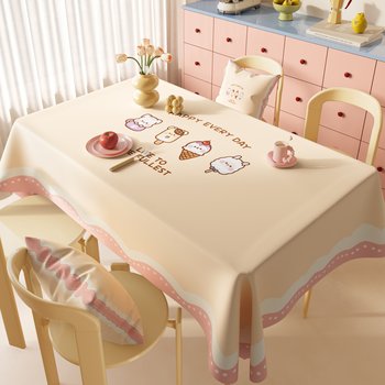 Cream style tablecloth, high-end coffee table tablecloth, waterproof, oil-proof, anti-scalding rectangular tablecloth, cartoon cover cloth Cream style tablecloth, high-end coffee table tablecloth, waterproof, oil-proof, anti-scalding rectangular tablecloth, cartoon cover cloth