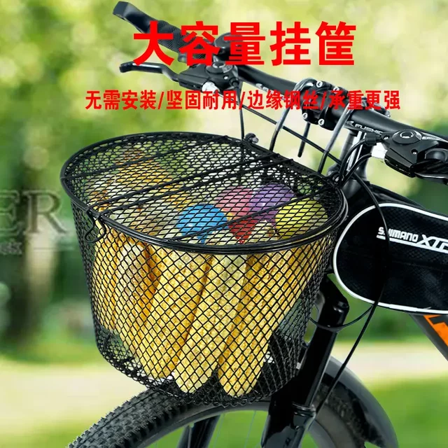 Electric Car Blue Bicycle Basket Mountain Bike Front Basket Mini Scooter Metal Blue Foldableing Bike Hook Blue Basket