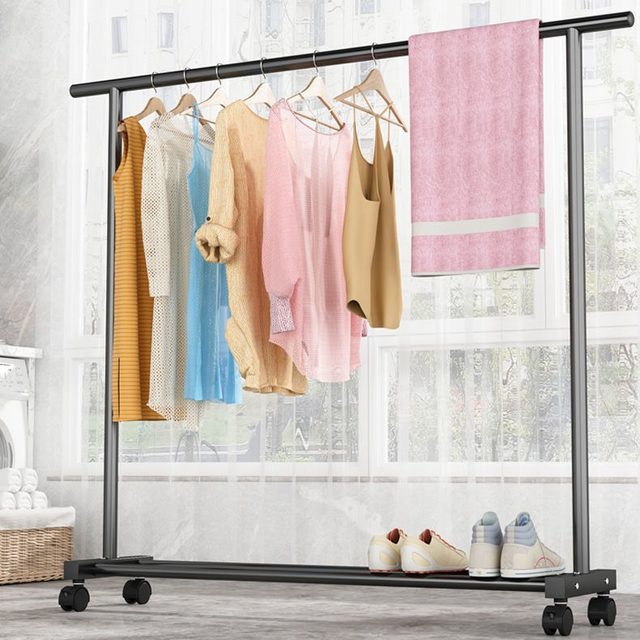Internet Celebrity Home Balcony Clothes Drying Rack Living Room Cream Style Cool Clothes Hanger Hotel Room Hanging Clothes Artifact with Pulleys