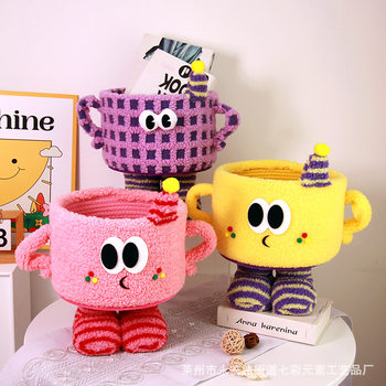 Little Monster Storage Basket Woven Desktop Bedside Home Storage Cute Cartoon Funny Dopamine Storage Basket