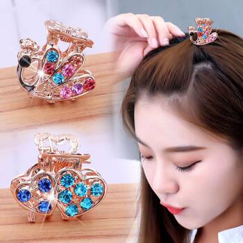 1 Piece Korean Style Small Claw Clip Hairpin Bangs Clip Rhinestone Top Clip Hair Accessory Adult Hair Ornament Hairpin for Women