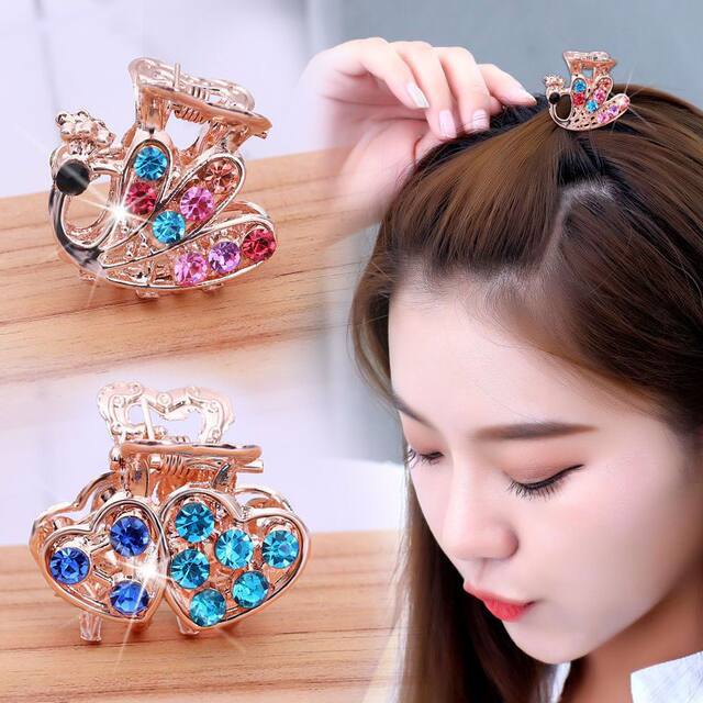 1 Piece Korean Style Small Claw Clip Hairpin Bangs Clip Rhinestone Top Clip Hair Accessory Adult Hair Ornament Hairpin for Women