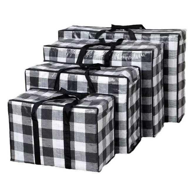 Red, White and Blue Woven Bags, Quilt Bags, Snakeskin Bags, Moving Packing Bags, Luggage Bags, Large Capacity, Strong and Durable Canvas Bags