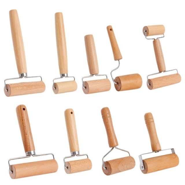 Beech Wood Rolling Pin Non-Stick Rolling Pin Roller Type Dumpling Skin Mini Solid Wood Handle Roller Household Rolling Pin