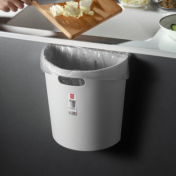 Wall-Mounted Trash Can Bathroom Punch-Free Kitchen Trash Can Cabinet Door Household Toilet Sanitary Bucket Wall-Mounted Small