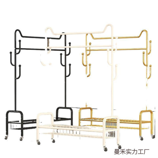 Bedroom Floor-Standing Balcony Home Clothes Rail Rack Metal Coat Rack Cabinet Room Storage Rack Clothes Drying Artifact