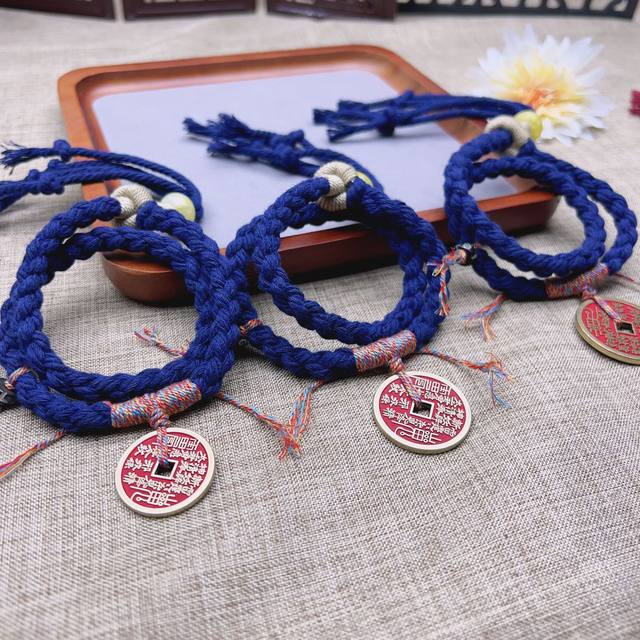 New Chinoiserie Mountain Ghost Money Semi-Finished Hand Rope Can Be Hung with Mountain Ghost Copper Coin Hand Rope Semi-Finished Product Hand-Woven