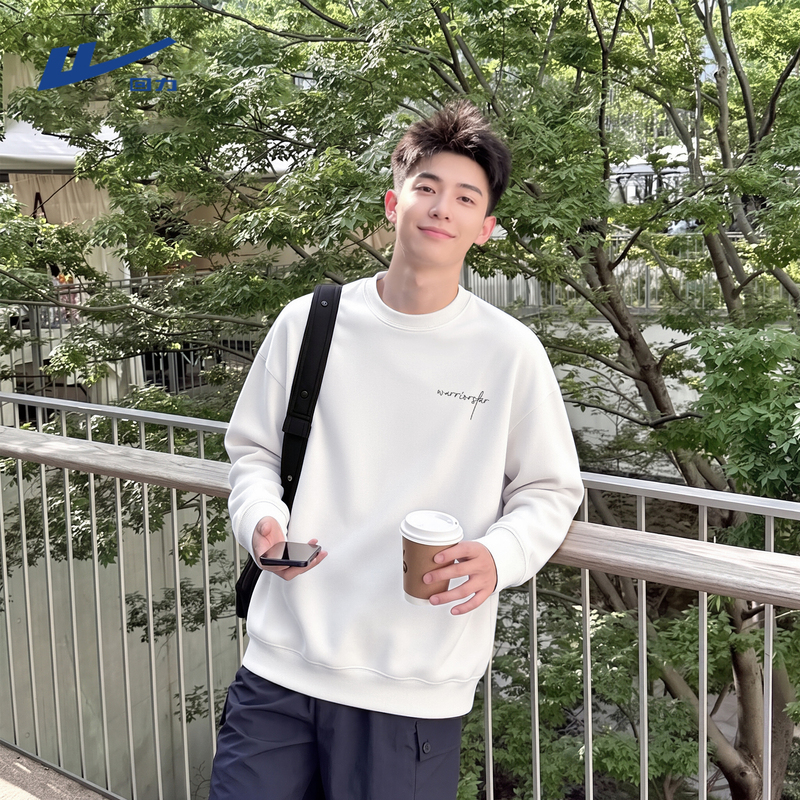 Warrior White Sweatshirt for Men, Autumn 2026 New Style, Simple and Relaxed Style for Teenagers, Round Neck Long Sleeve Top Y Warrior White Sweatshirt for Men, Autumn 2026 New Style, Simple and Relaxed Style for Teenagers, Round Neck Long Sleeve Top Y