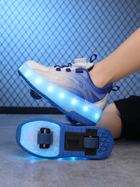 Decathlon childrens heelys shoes boys four-wheeled rollers girls sports roller skating walking wheel shoes invisible pair