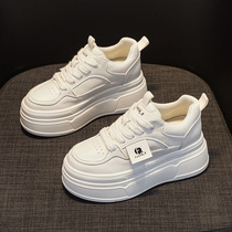 34 small size lace-up inner heightening casual new thick-soled wedge heel genuine leather small man wedge heel heightening white shoes for women