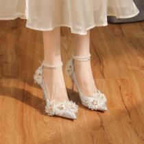 6681-58-036 Wizard of Oz one-word French skirt with pearl chain wedding shoes stiletto elegant womens high heels