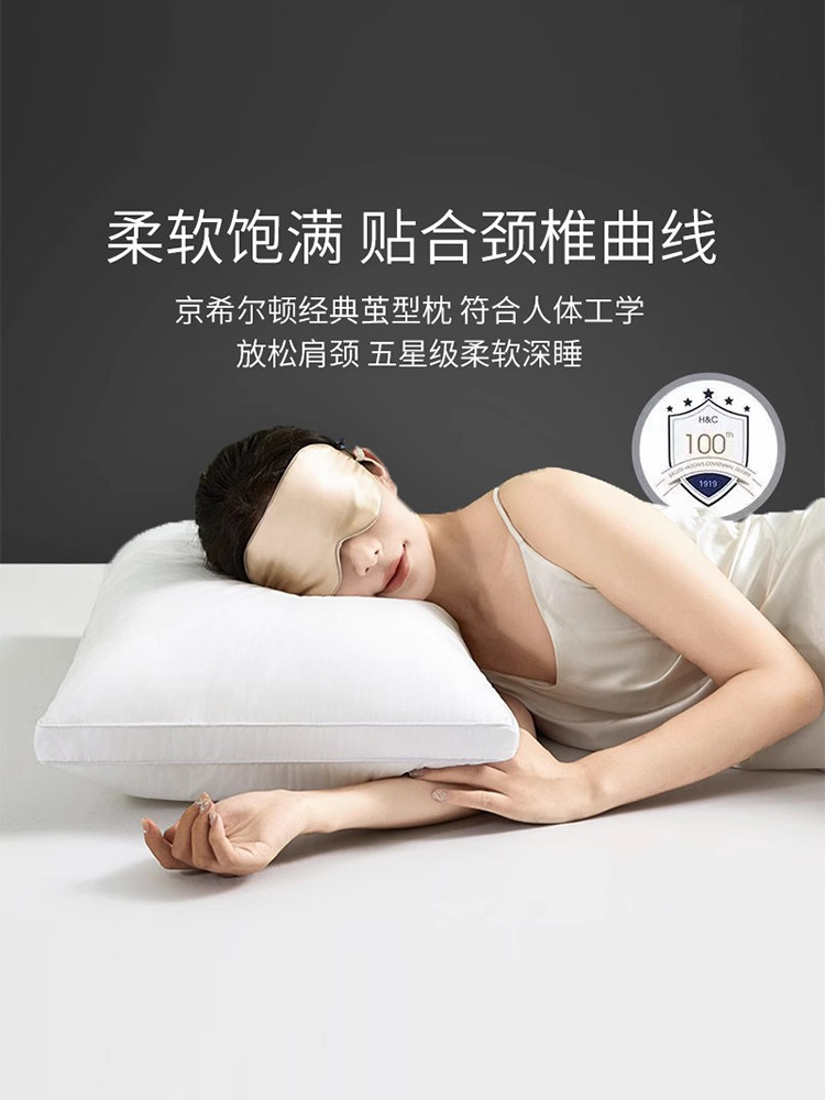 Hoee Five-Star Hotel Pillow, Cervical Spine Protection, Sleep Aid Pillow Core, Home Use Pair, Non-Collapse, Non-Deformation Side Sleeping Pillow