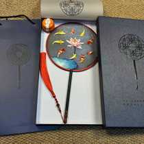 Suzhou embroidery pure handmade double-sided embroidery retro round fan ancient style fragrance style national style long-handled fan craft fan set