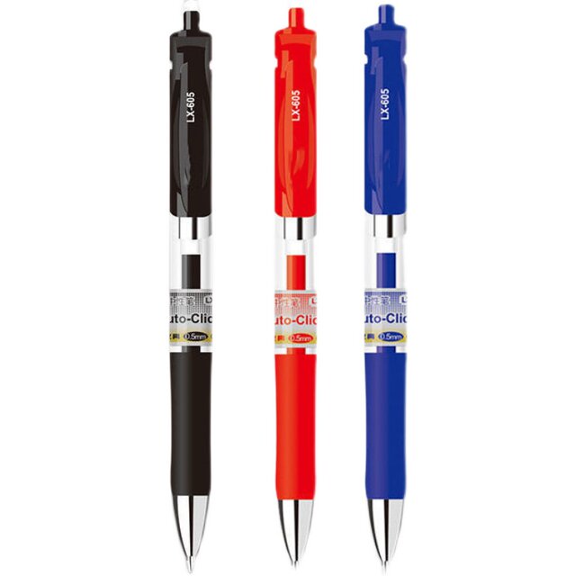 200 Classic K35 Retractable Gel Pens 0.5 Bullet Tip Black Blue Red Large Capacity Spring-Loaded Bullet Tip