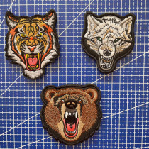 Tiger Pattern Cloth Sticker Morale Zhang Wolf Head Tactical Magic Sticker Arm Chapter Outdoor Embroidered Black Bear Backpack Patch Stamp