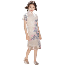 Girls high-end cheongsam summer 2024 new little girl Chinese style improved cheongsam skirt childrens dress Chinese style