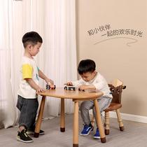 Kindergarten solid wood childrens tables and chairs baby learning table game table peanut table lifting table childrens wooden table and chair set
