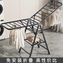 Folding clothes drying rack floor-standing household balcony cooling clothes hanger indoor baby clothes drying rod outdoor quilt artifact