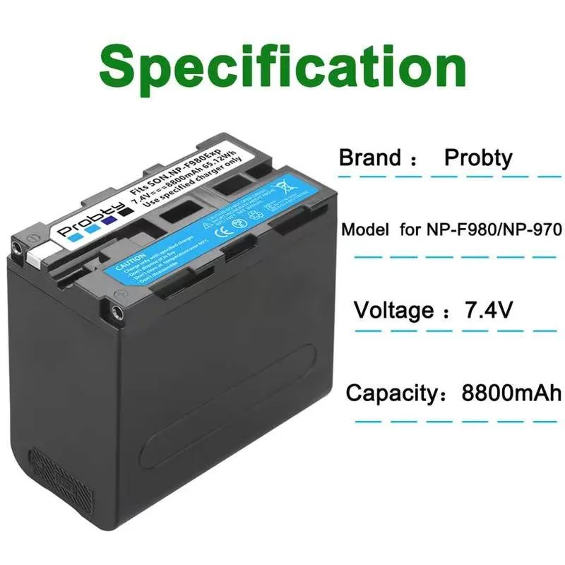 [8800mAh NPF980 NPF970 NPF960 NPF970 Battery with SB Charge]