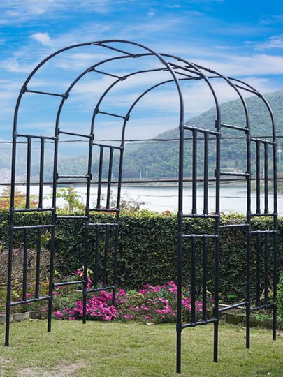 不锈钢拱门花架爬藤架庭院户外别墅花园镀锌月季拱形门葡萄架子