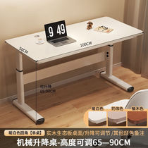 Solid wood lifting table cream style study double table writing table home bedroom computer desktop desk solid wood table