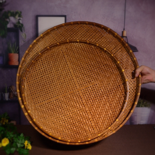 Hand-Woven Smoked Natural Bamboo Perforated Round Basket for Storing Steamed Buns, Drying Baskets, Fruit Baskets, and Sieves