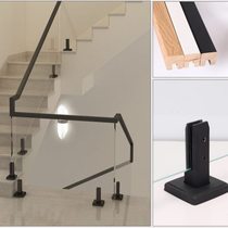 Indoor simple tempered glass stair handrails duplex solid wood slotted glass handrails loft solid wood handrails