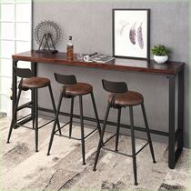 Iron solid wood home bar table against the wall long table high table milk tea shop coffee bar table balcony bar table