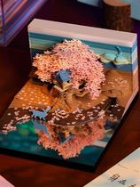 Xinjiang 3D stereo cherry tree house paper carving can be teared and customized with high color value