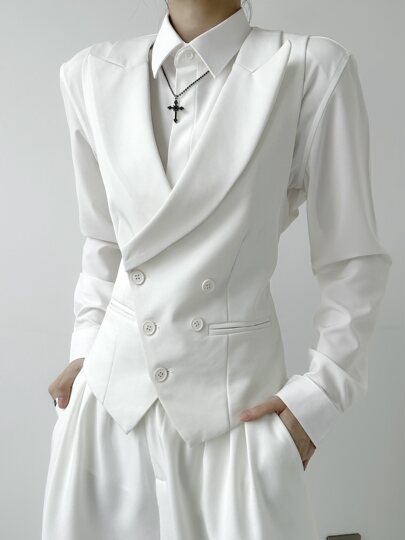 Asae White Slim-Fit Suit Vest, Stylish and Sophisticated, Unisex, Elegant and Cool Vest