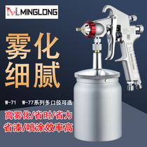 Minglong pneumatic spray gun W-71 77 upper and lower pot paint spray pot furniture car spray gun high atomization paint emulsion