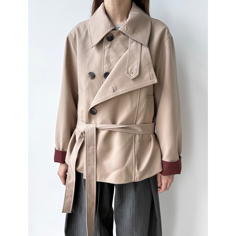 Sukchor French-Style Double-Breasted Elegant and Versatile Commuter Short Trench Coat *English Sleeves Sukchor French-Style Double-Breasted Elegant and Versatile Commuter Short Trench Coat *English Sleeves