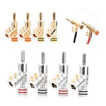 4PCS 45 Degree Banana Connector Double Screw Speaker Banana