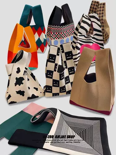 Трикотажная брендовая универсальная сумка через плечо для отдыха, популярно в интернете, японские и корейские, в корейском стиле