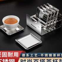 Stainless steel Kung Fu tea coaster fashionable and versatile household insulated coaster combination set original color gold Chinese mat