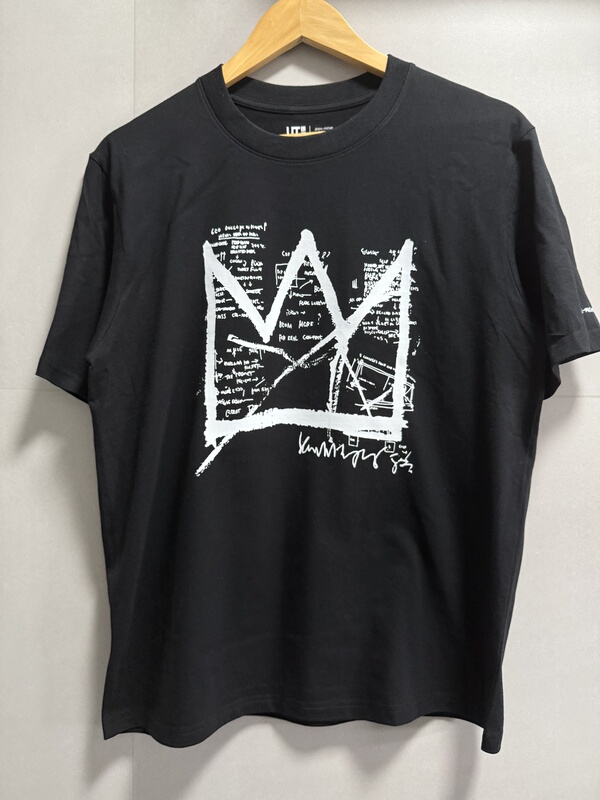 Jean-Michel Basquiat Hand-Painted Crown Pattern Graffiti Self-Crowning Short-Sleeved T-Shirt Jean-Michel Basquiat Hand-Painted Crown Pattern Graffiti Self-Crowning Short-Sleeved T-Shirt
