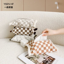 French cream style creative fabric tissue box high-looking living room and dining room fabric tassel coffee table tissue set car