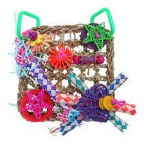 Bird Foraging Wall Toy Seagrass Woven Mat with Colorful