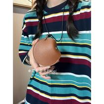 (Day Tide Pendentif) Hanging Neck Bluetooth Headset Cashier Bag Round Zero Money Coin Bag Leather Small Objects Deposit Bag