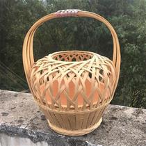 Traditional old yellow bamboo fire cage bamboo braided warmer hand warmer wedding supplies drying stove charcoal tile basin bamboo