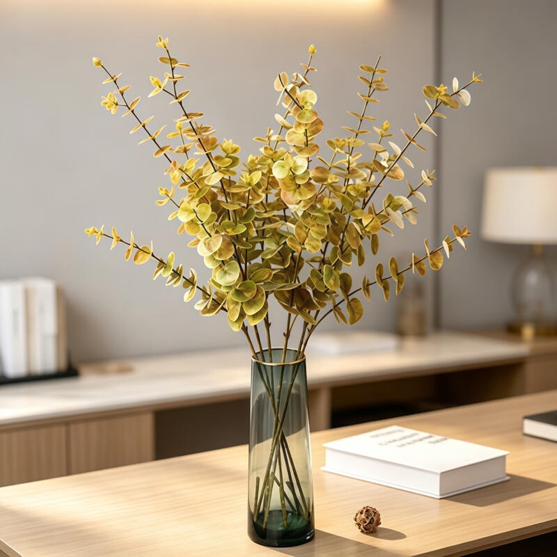 Artificial Eucalyptus Round Leaves for Wedding and Home Decoration, Single Branch of Eucalyptus Leaves, Green Plant Artificial Leaves