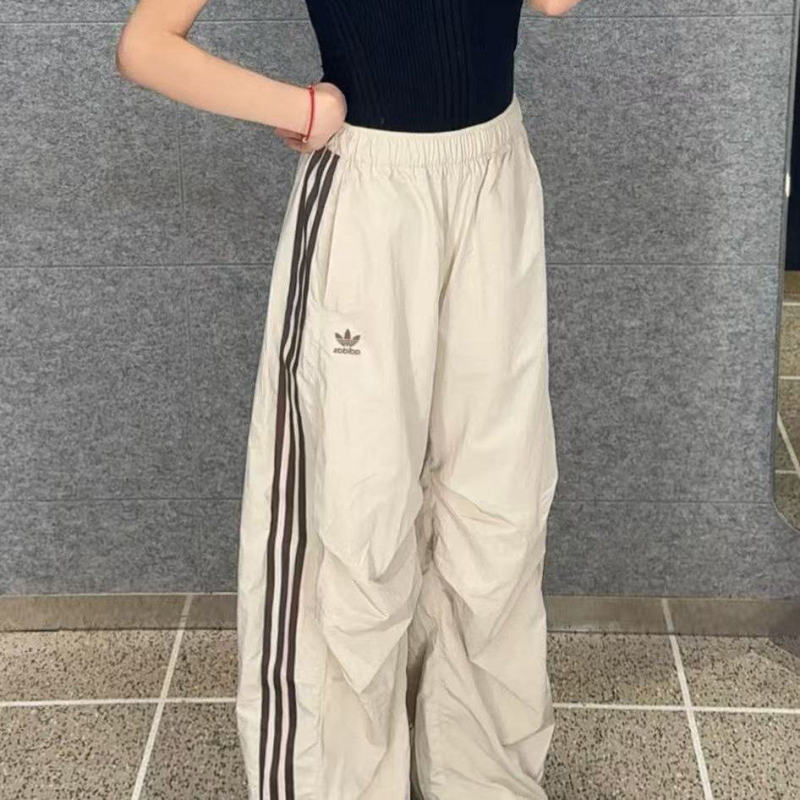 Adidas Trefoil Women's Striped Wide-Leg Paratrooper Pants Sports Trousers Ks3324/Ks3325