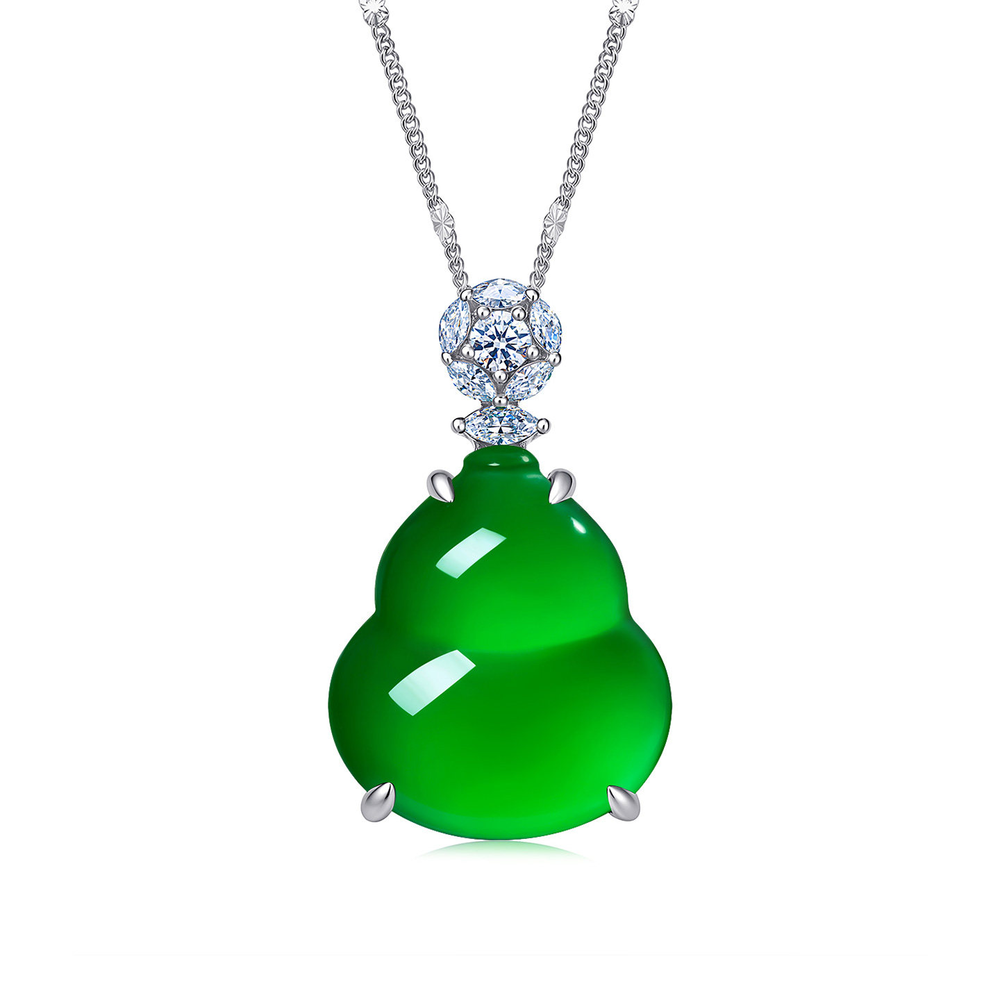 AILEQ natural chalcedony inlaid copper gold-plated necklace full of green Fulu small gourd pendant fashion jewelry quality