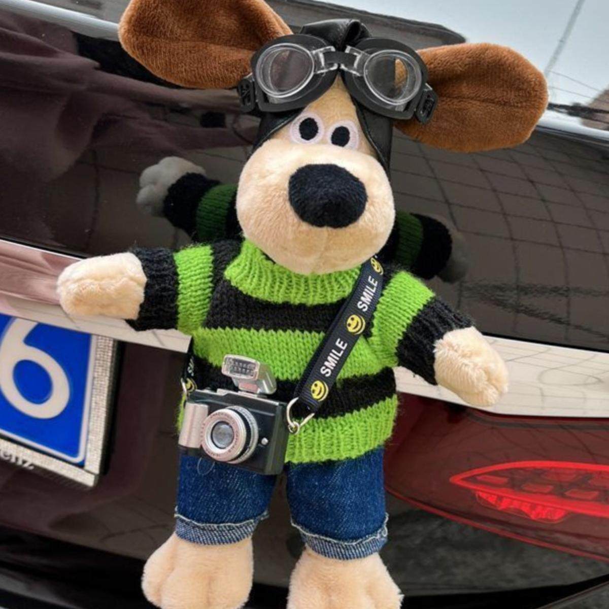 Car Tail Pendant Cartoon Leader Dog Doll Funny Car Trunk Ornament Electric Car Exterior Decoration