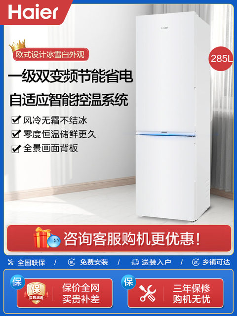 Haier Bcd-285Wghc2Dewv Two-Door Small Refrigerator for Home Use, Frost-Free, First-Class Energy Saving