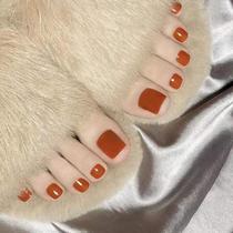 Xumengdie j-236 toenails new fake nails white long island ice tea red color waterproof long-lasting wear