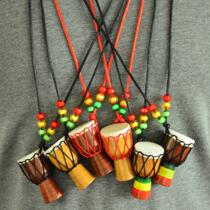 Lijiang African Drum Necklace Mini African Crafts African Hand Drum Ornament Featured Key Pendant