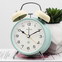 Student use big ring metal ring alarm clock desk clock bedside sweep second night light clock