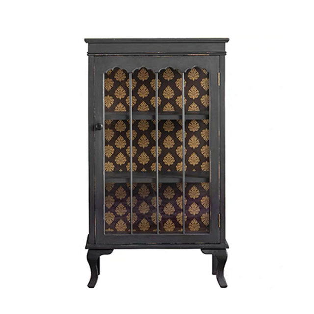 Nordic retro black wine cabinet display cabinet living room floor-standing old glass dustproof storage cabinet sofa storage cabinet
